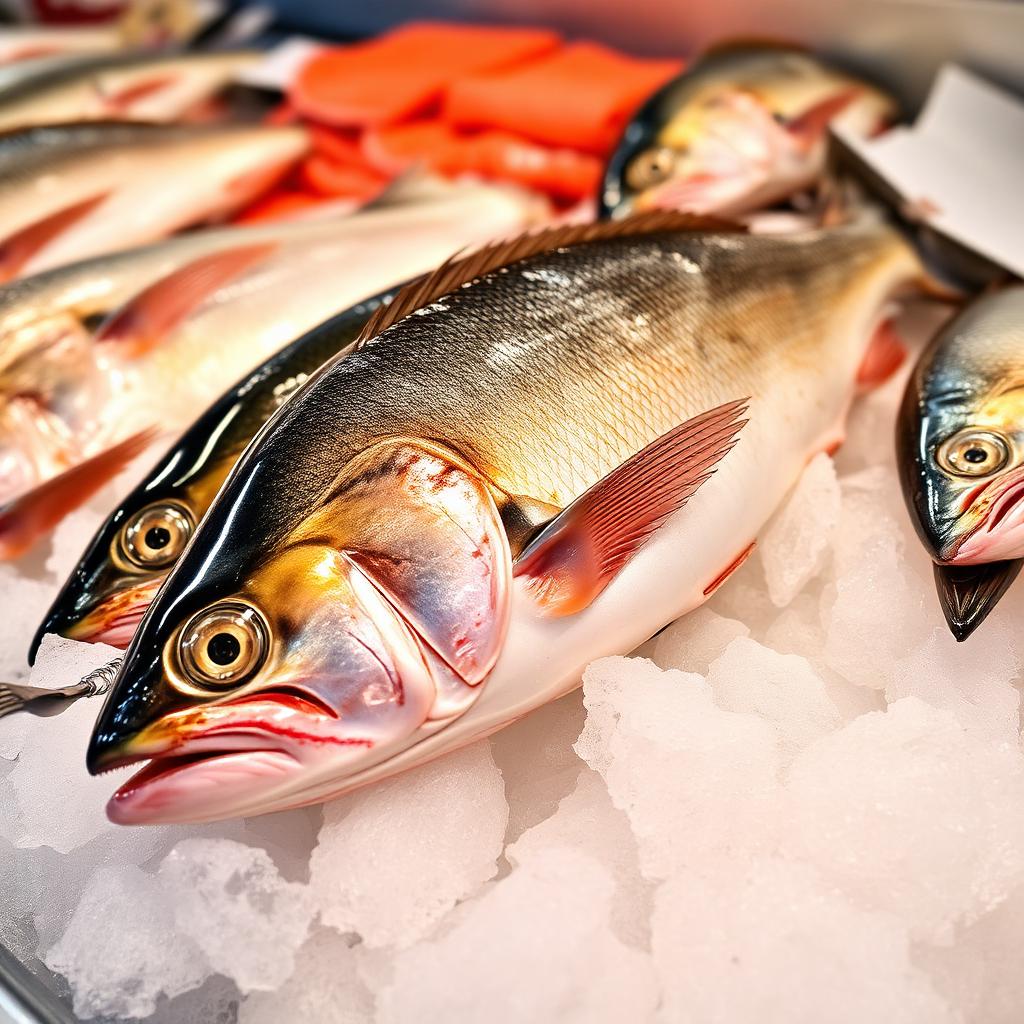 Fresh fish on ice